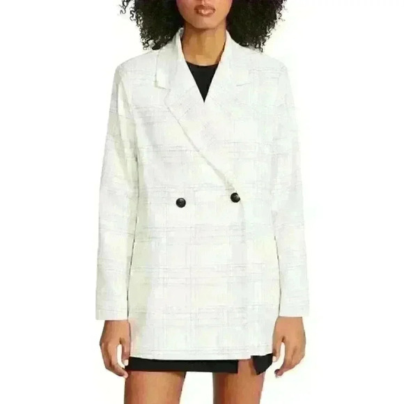 NEW! Steve Madden Women's S Nika Plaid Double Breasted Blazer NWT $99 - Picture 1 of 4